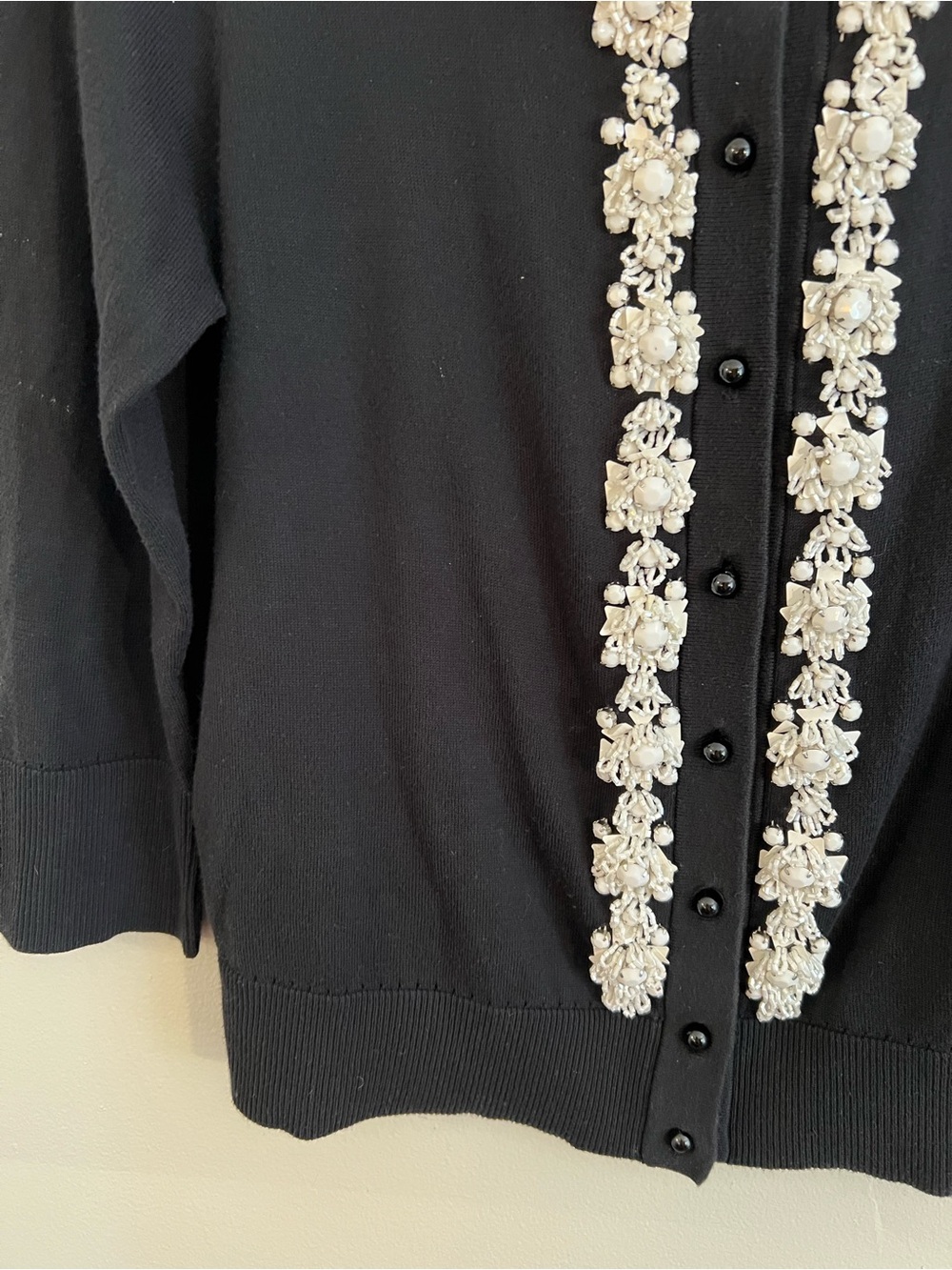 Kate Spade black beaded embellishment cardigan preppy feminine designer office - Picture 3 of 7